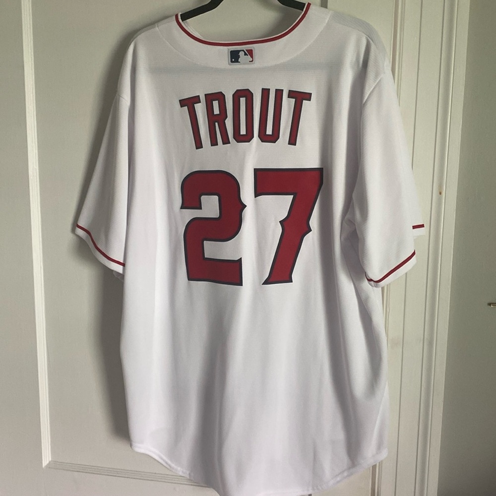 Authentic Mike Trout White Nike Angels Jersey #27 Size XL